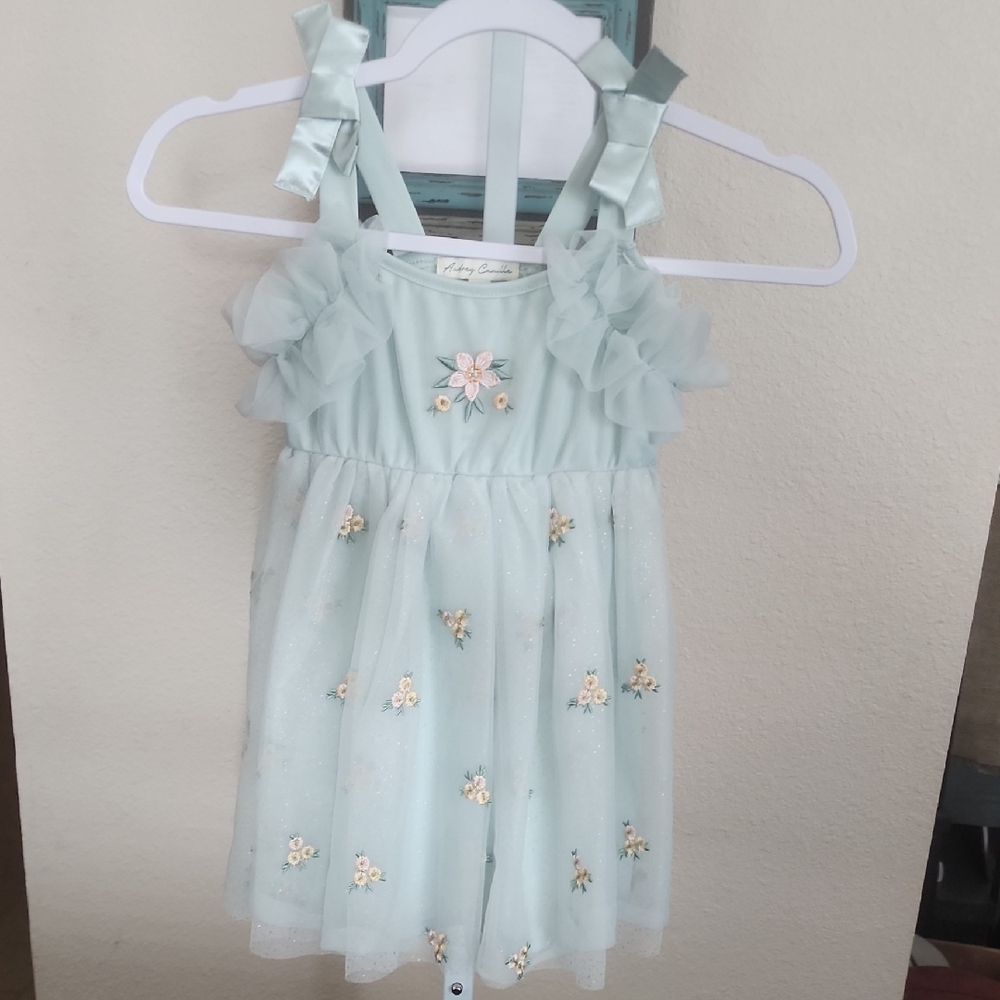 Green Babydoll Dress with Ruffled Smocked Bodice